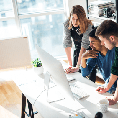 Sales team conferring