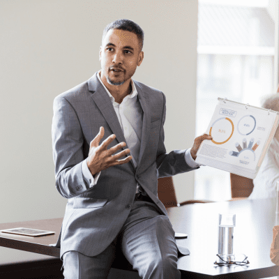 Sales strategy director showing examples